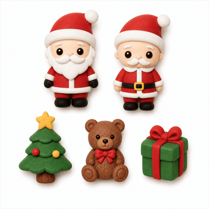 Figuras navideñas kawaii realizadas con molde Mini Navidad AradiaShop