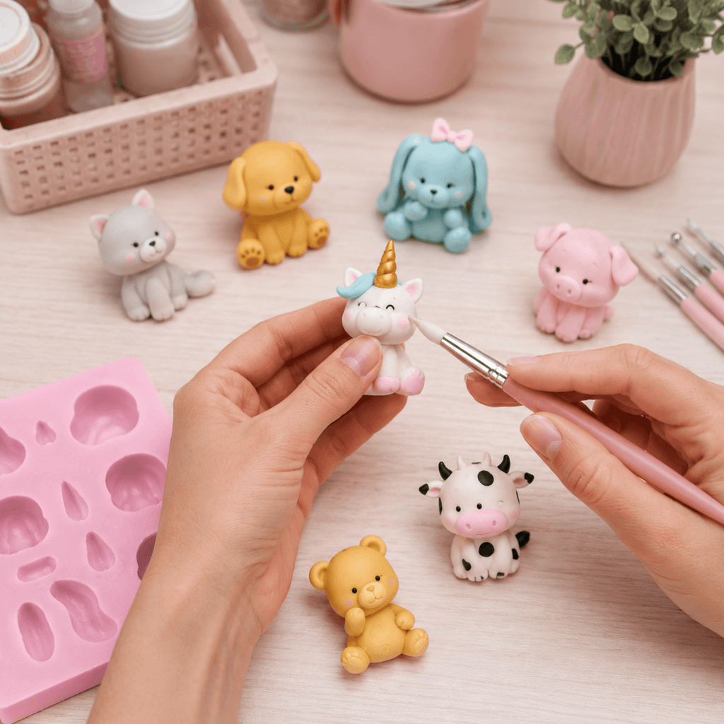 Modelado con molde Animalitos Kawaii y porcelana fría AradiaShop