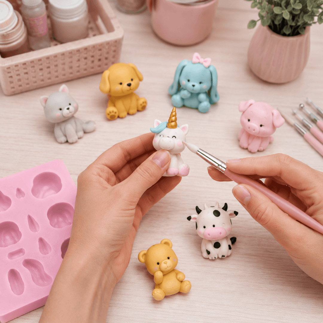 Modelado con molde Animalitos Kawaii y porcelana fría AradiaShop