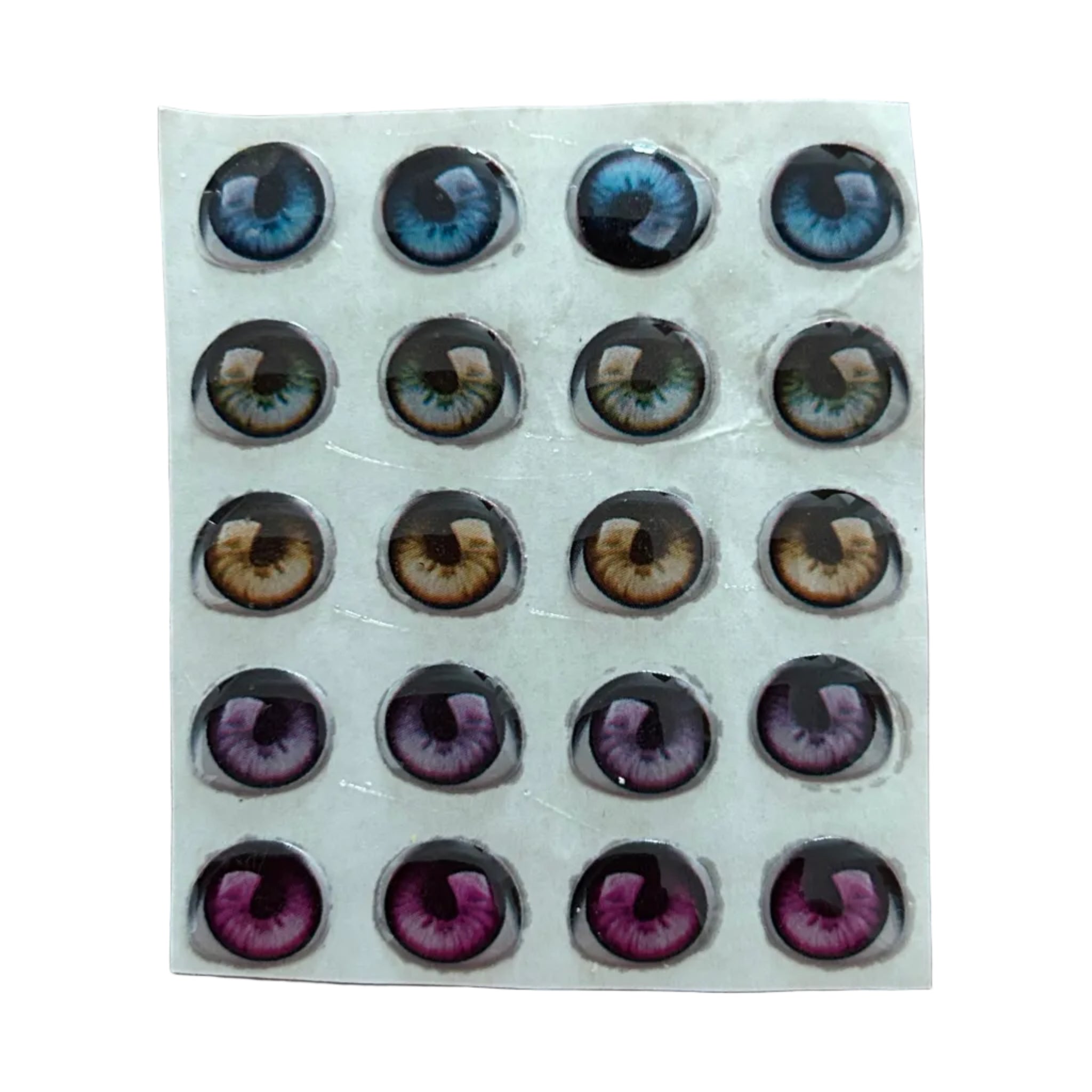 Ojitos adhesivos resinados modelo D clásico efecto 3D para muñecas, figuras y manualidades