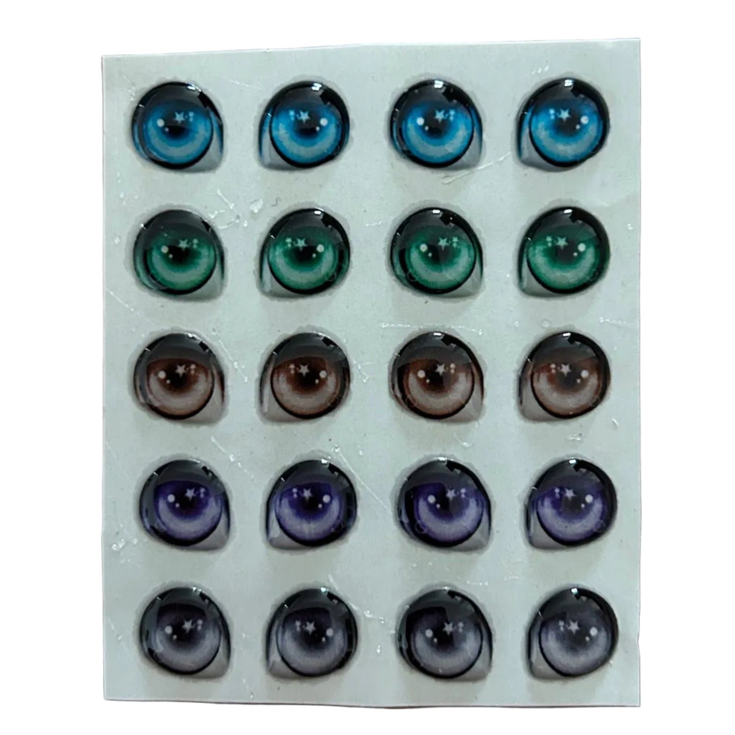 Ojitos adhesivos resinados modelo F kawaii efecto 3D para muñecas, personajes y figuras adorables