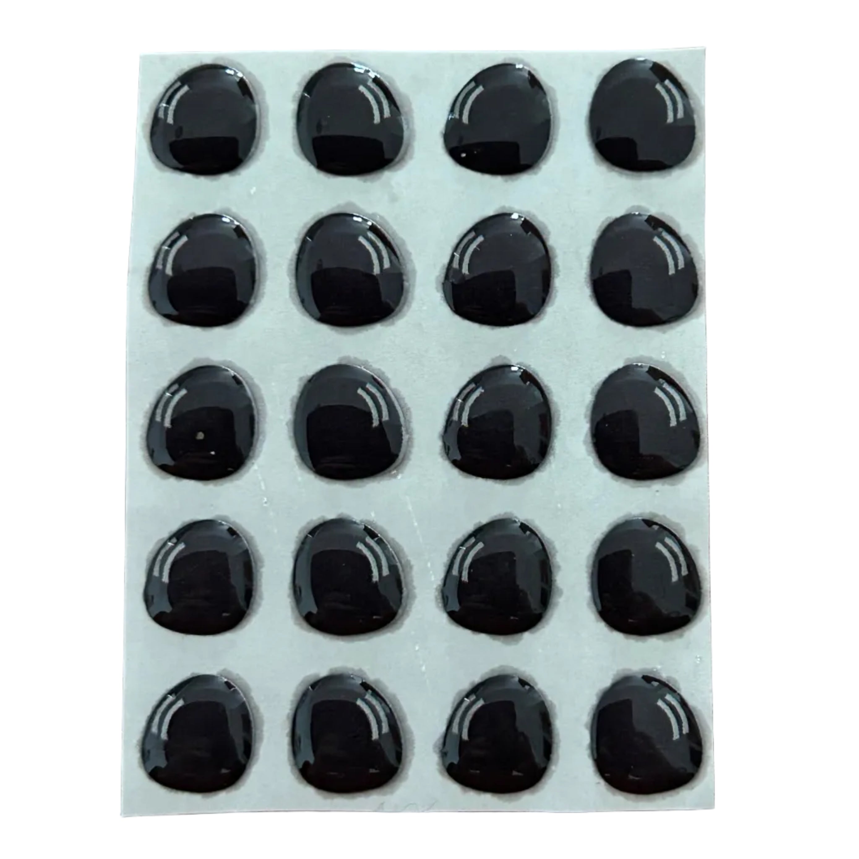 Ojitos adhesivos resinados modelo I negro clásico efecto 3D para muñecos, amigurumis y manualidades