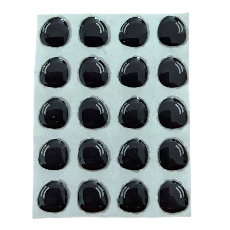 Ojitos adhesivos resinados modelo I negro clásico efecto 3D para muñecos, amigurumis y manualidades