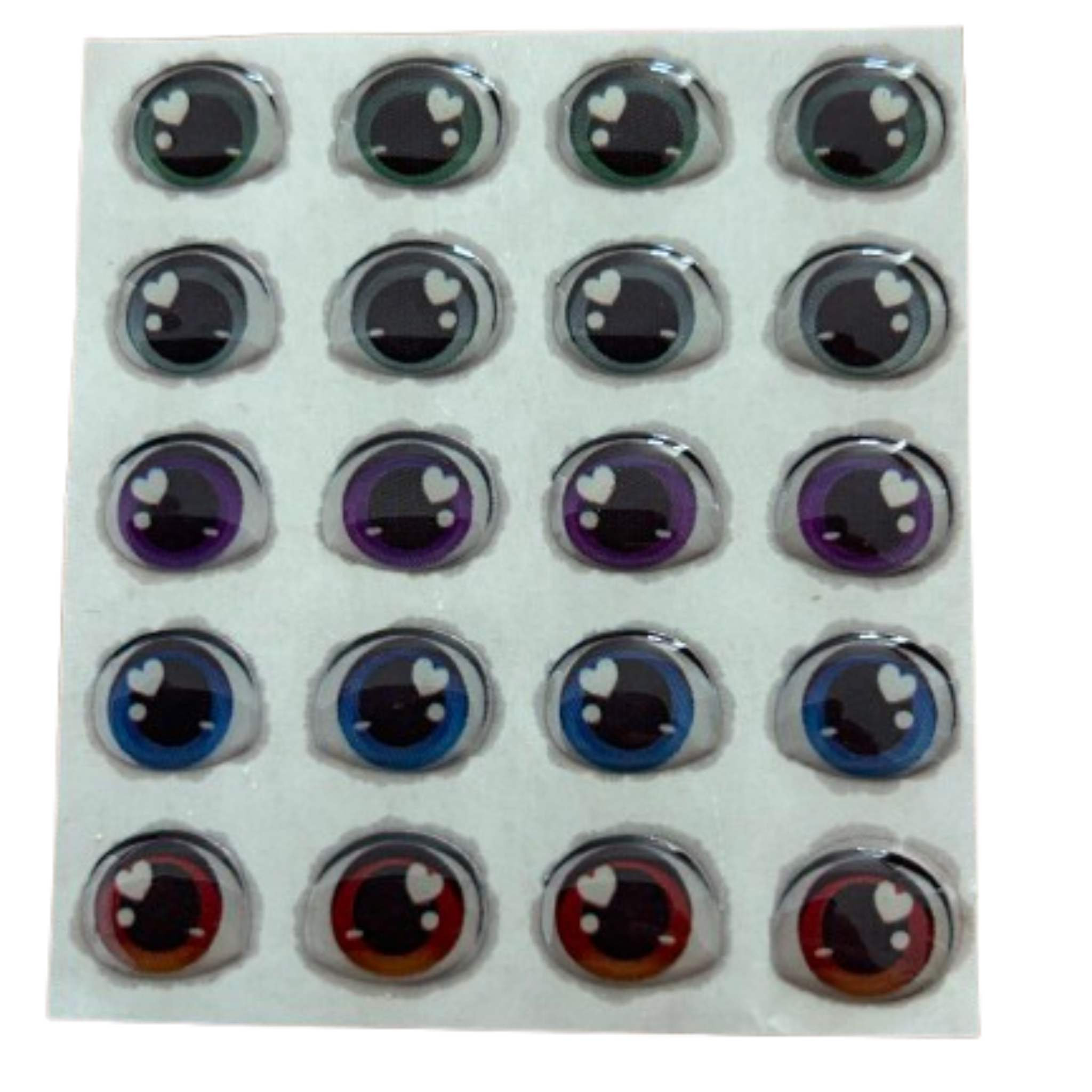 Ojitos adhesivos resinados modelo K kawaii corazón efecto 3D para muñecas, figuras tiernas y personajes adorables