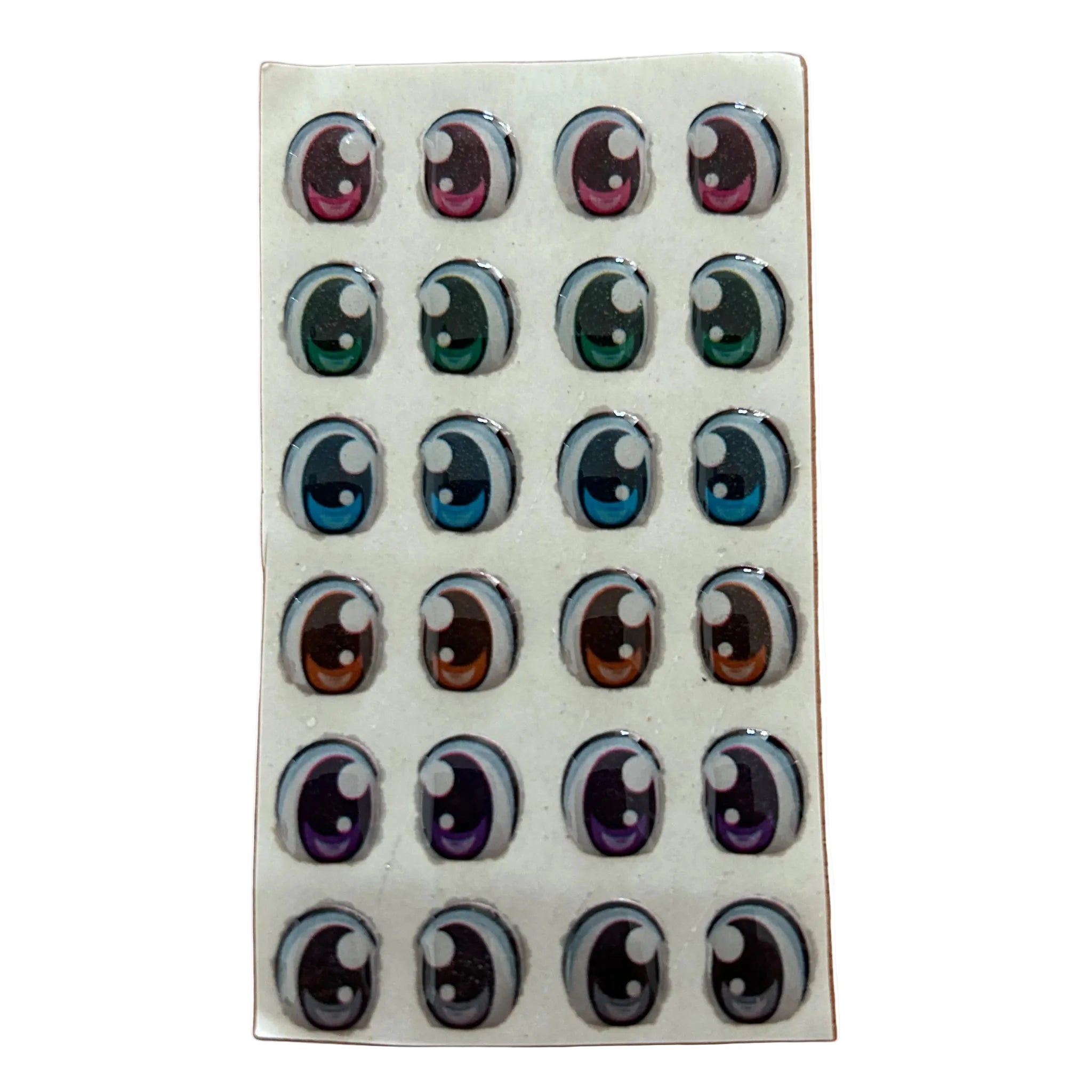 Ojitos adhesivos resinados modelo L estilo cartoon efecto 3D para muñecos, personajes y manualidades