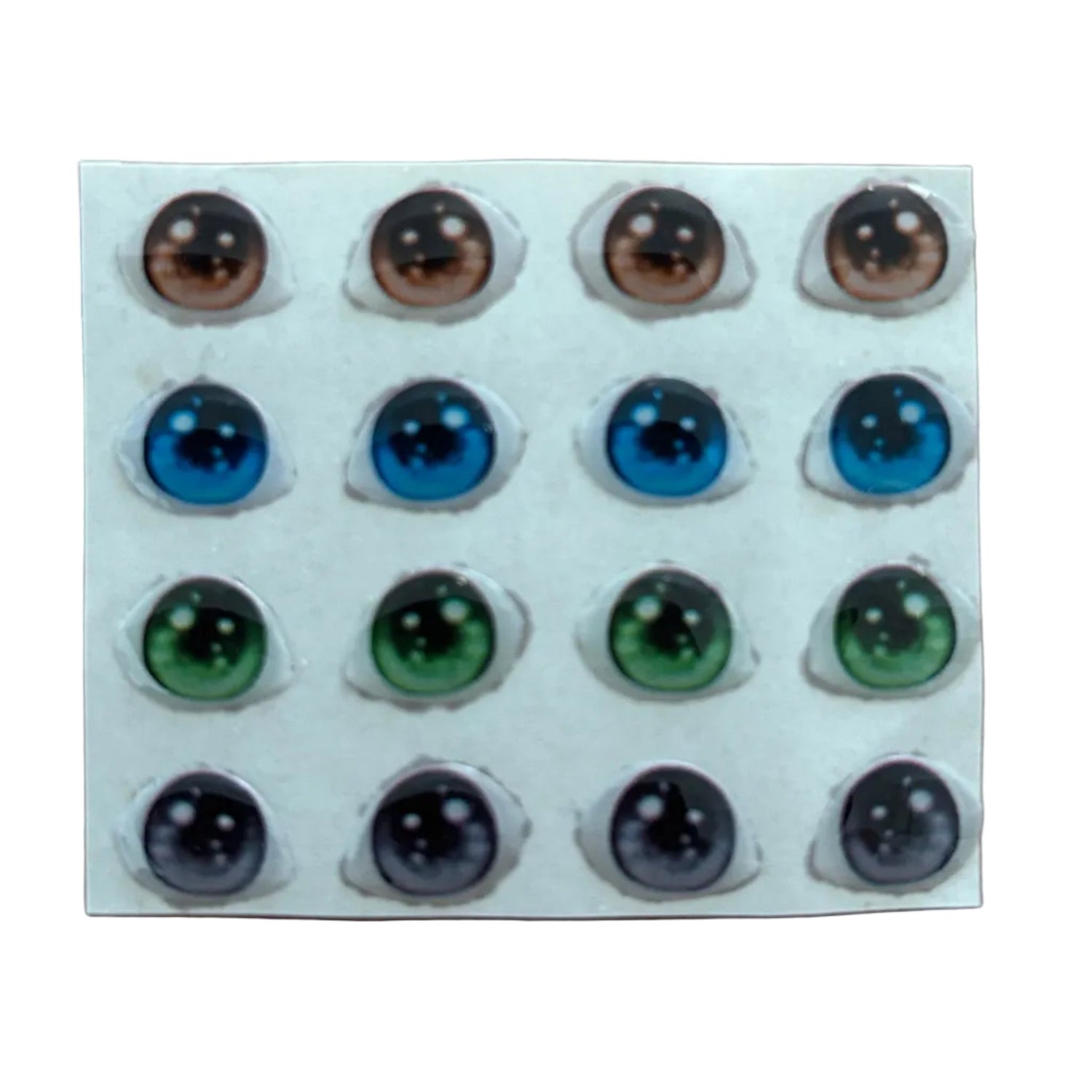 Ojitos adhesivos resinados modelo V brillante efecto 3D con múltiples reflejos para muñecas y figuras expresivas