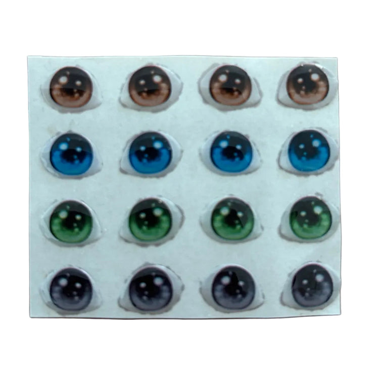 Ojitos adhesivos resinados modelo V brillante efecto 3D con múltiples reflejos para muñecas y figuras expresivas