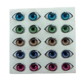 Ojitos adhesivos resinados modelo X ojo completo con forma delineada tipo ojo realista para muñecas y figuras detalladas