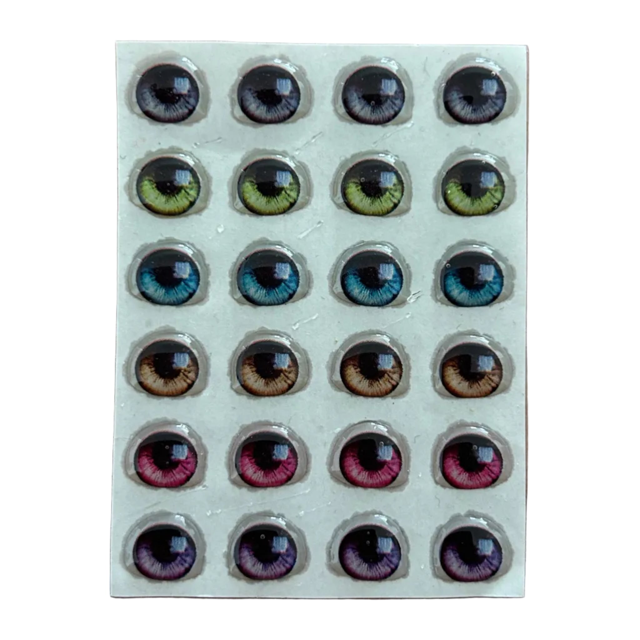 Ojitos adhesivos resinados modelo Y realista intenso con iris detallado y colores vivos para muñecas y figuras artesanales