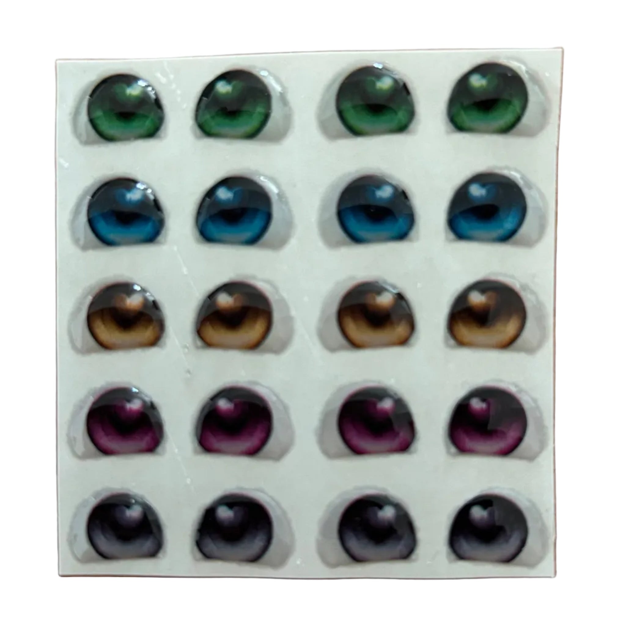 Ojitos adhesivos resinados modelo Z degradado suave con efecto difuminado ideal para muñecas tiernas y figuras delicadas