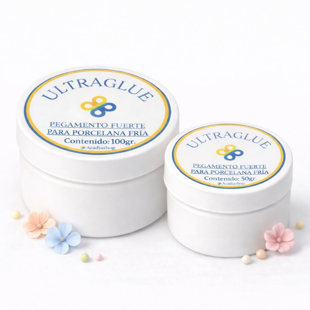 Pegamento Ultraglue AradiaShop 50g y 100g para porcelana fría y manualidades