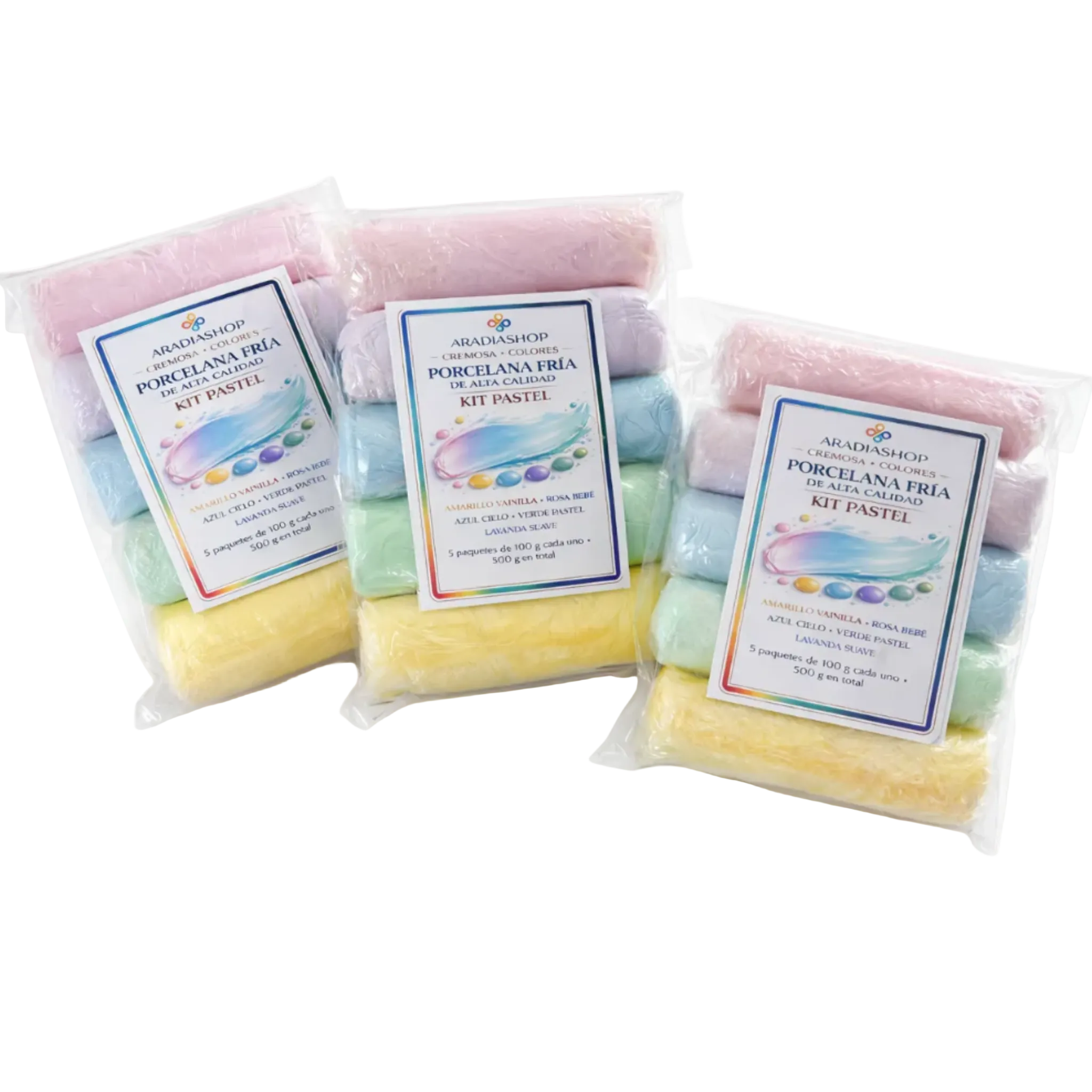Porcelana fría cremosa pastel AradiaShop paquetes de colores suaves para modelado y manualidades