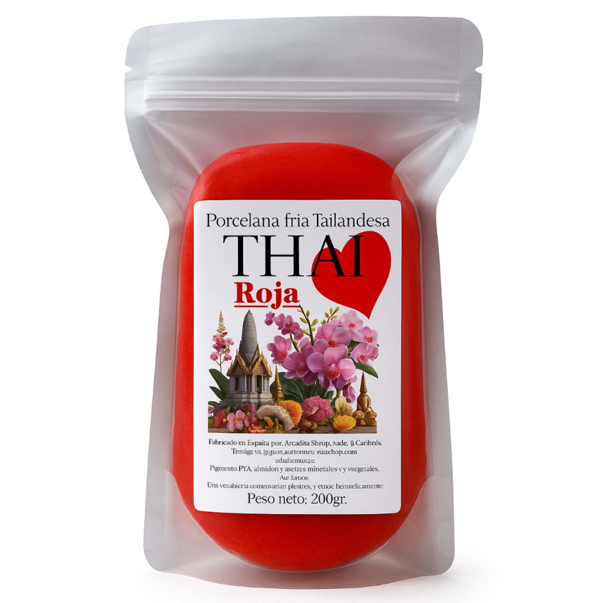 Porcelana fría Thai color rojo AradiaShop para modelado y manualidades