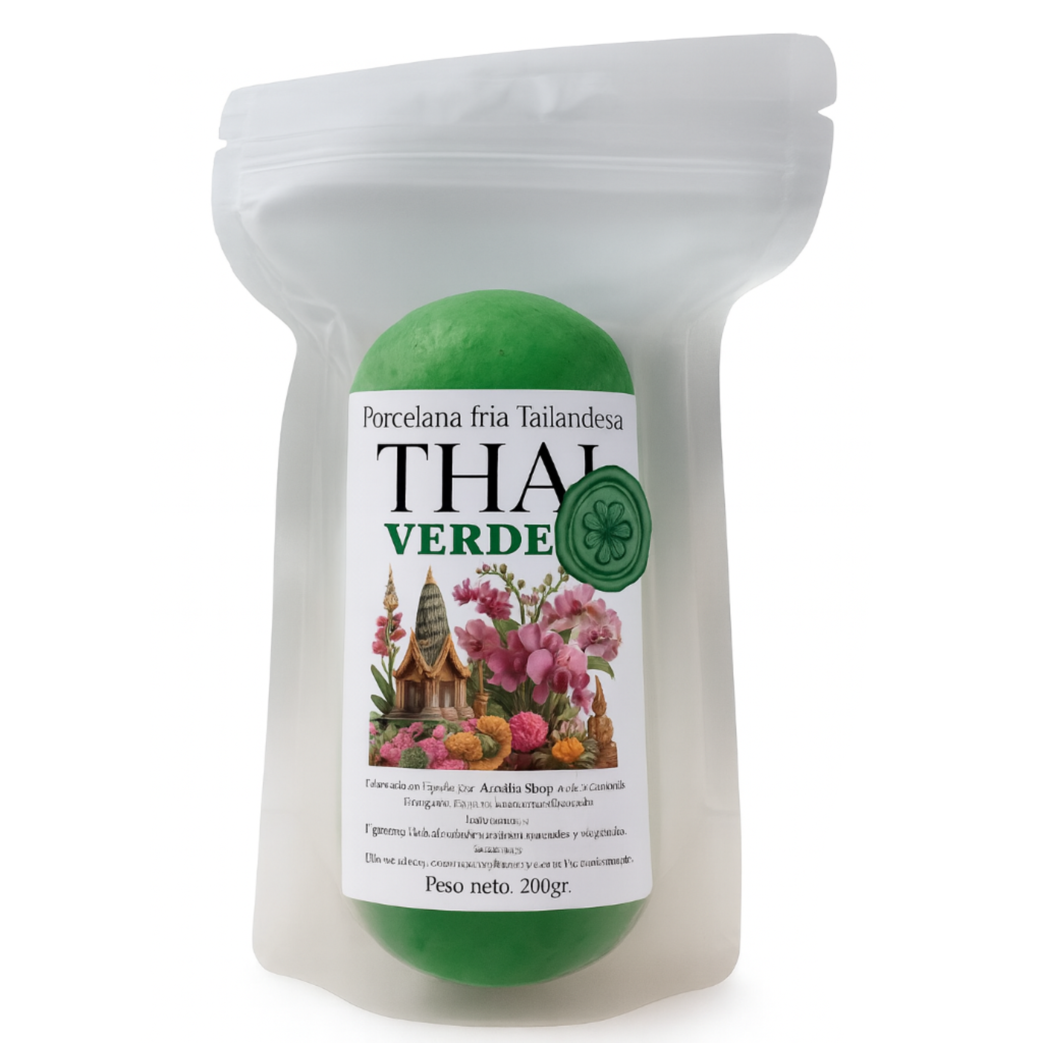 Porcelana fría Thai color verde AradiaShop para modelado y manualidades