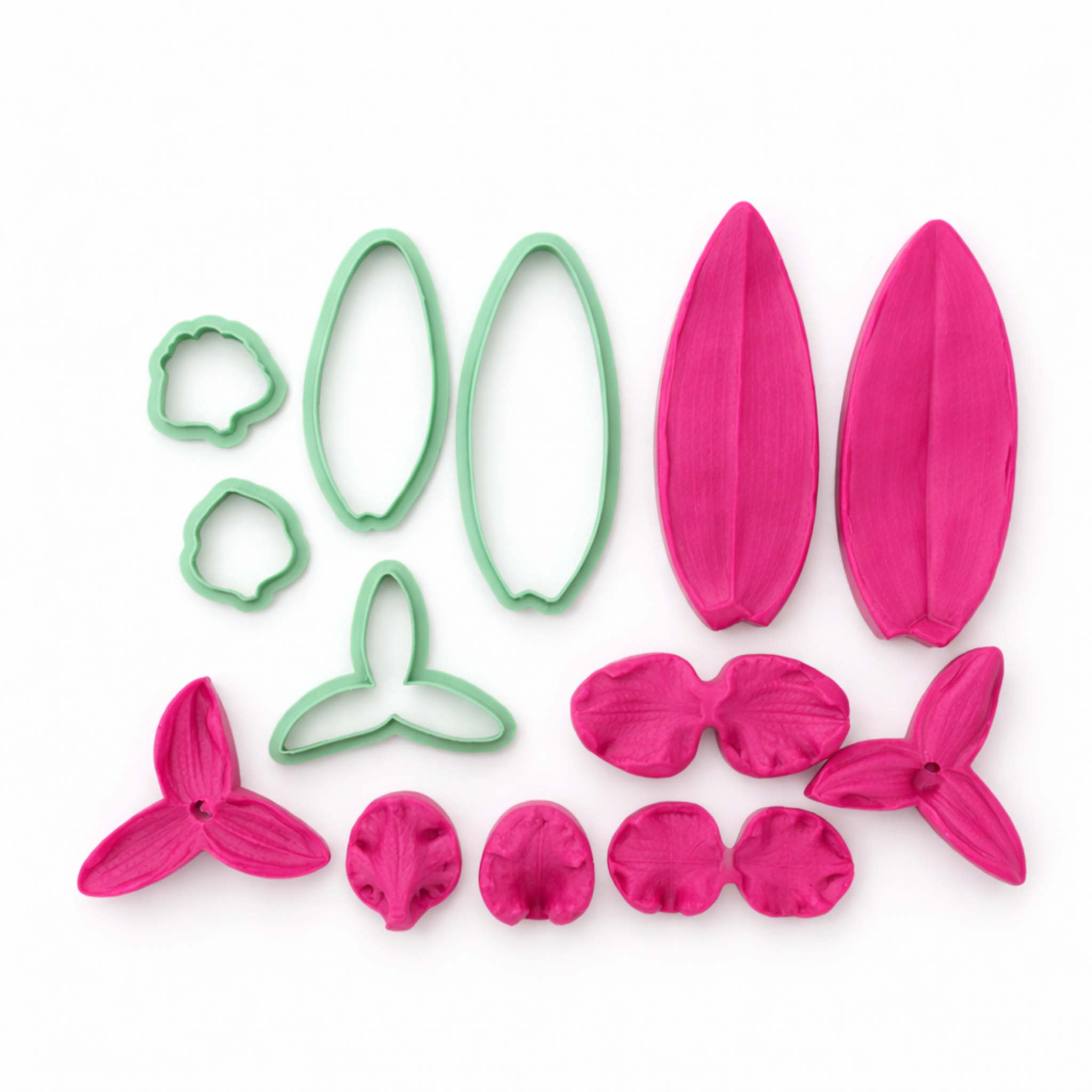 Set de cortadores y nervadores Dendrobium AradiaShop para crear orquideas en porcelana fria