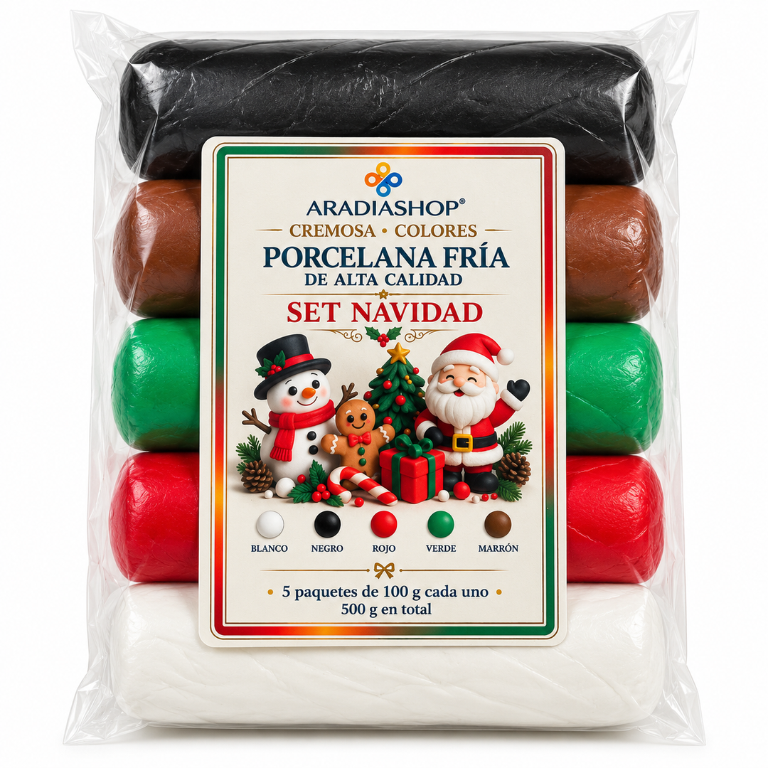 Set Navidad de Porcelana fría Cremosa 5 colores | Aradiashop® AradiaShop